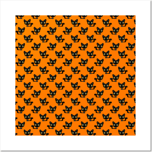 Cartoon Black Cat Pattern Posters and Art